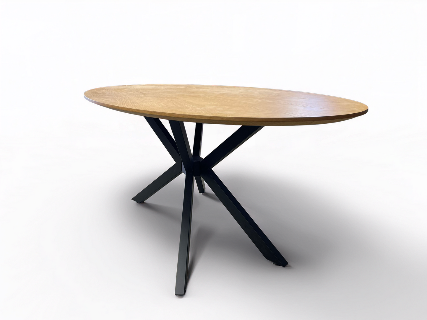Large Oval Oak Table - Metal Legs